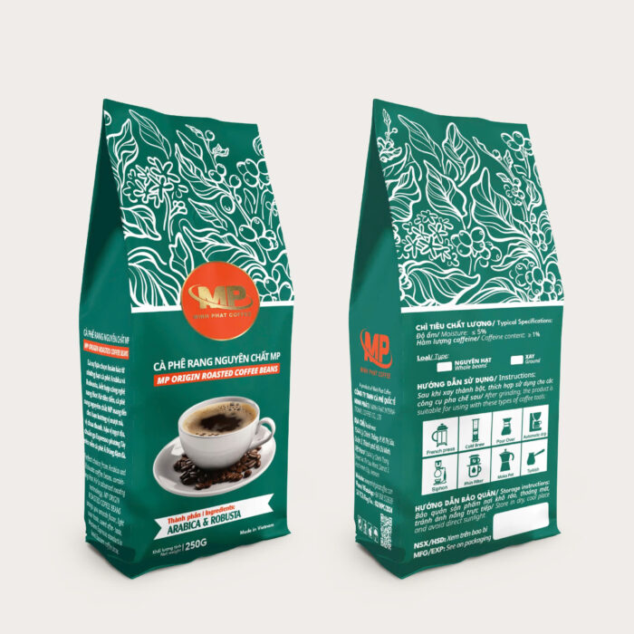 Cà phê rang nguyên chất MP ORIGIN mã 2–250G/ Pure roasted coffee MP ORIGIN code 2–250G